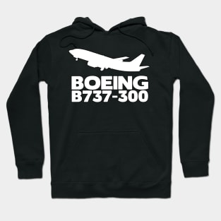 Boeing B737-300 Silhouette Print (White) Hoodie